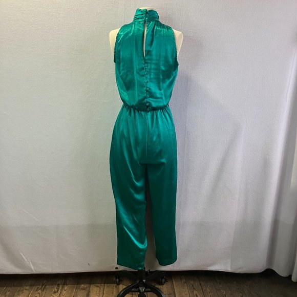 1980s Dressy Sleeveless Turtleneck Open Back Jumpsuit & Jacket - Picture 4 of 13
